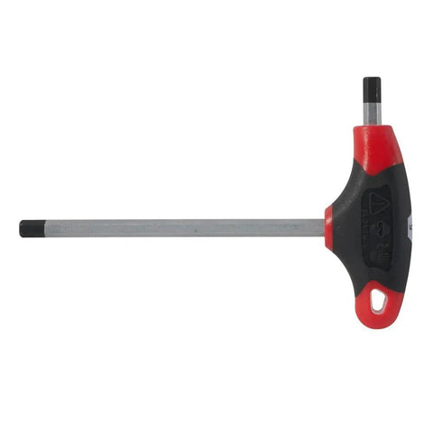 Journeyman Five Sixteenth Inch Hex Key With T Handle, 6 Inch Long, Soft Touch Grip For Max Torque, Blade Through Handle Design, Laser Etched Sizes, Tip Ident, Hang Hole, Chamfered End For Easy Use