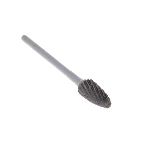 Rotary Burr Set 6mm Dia, Double Cut Flame Shape Tungsten Steel Alloy 2.35mm Shank Top Toothed Cut For Die Grinder