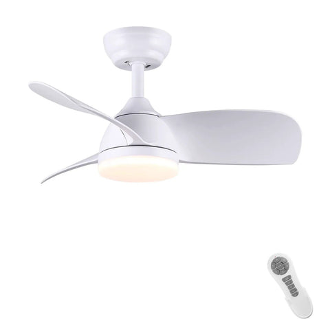 Dope 28 Inch Ceiling Fan With Lights And Remote Energy Efficient DC Silent Motor Indoor Outdoor Use Matte White Finish