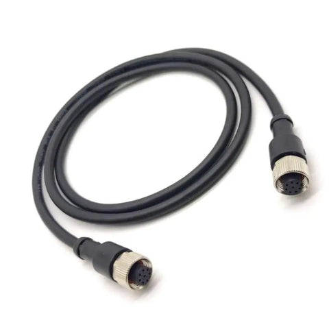 M12 8 Pin Double Female Connector Cable A Code Straight Circular Molded Cable IP67 Waterproof Unshielded PVC 30V 2A AC DC 1 Meter