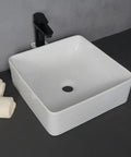 USZWBY Vessel Sinks Bathroom Vessel Sink Modern Simple Home Art Counter Basin Square Ceramic Balcony Wash Bathroom Bowl Sink on dark surface.
