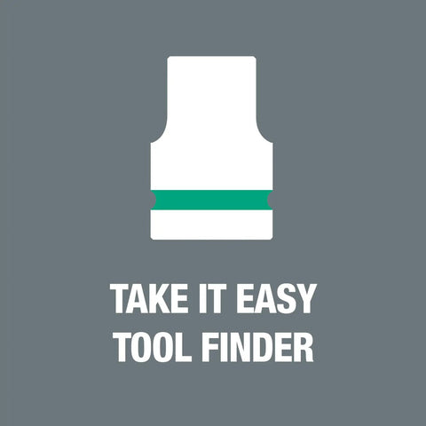 Illustration of Zyklop 8790 HMC socket with hex head highlight, Take It Easy Tool Finder text on gray background.