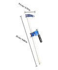 Heavy-Duty 6-Inch F Clamp For Woodworking Blue Clip, Fast Bar Carpenter Clamp For Wood Projects, side view with measurements