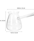 Clear Glass Turkish Coffee Pot 450ml Teapot For Hot And Cold Drinks With Retro Design, side view with dimensions