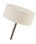Pro Grade Three Inch Wool Felt Buffing Wheel With Quarter Inch Shank for Rotary Tools, thick compressed wool polishing pad.