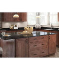 Matte Black Cabinet Handles 5 Pack Adjustable Drawer Pulls For Kitchen Cabinets Dressers And Cupboards Fits 1 3/8 To 4 Inch Hole Centers With Adjusta-Pull By Franklin Brass installed on wooden kitchen cabinets