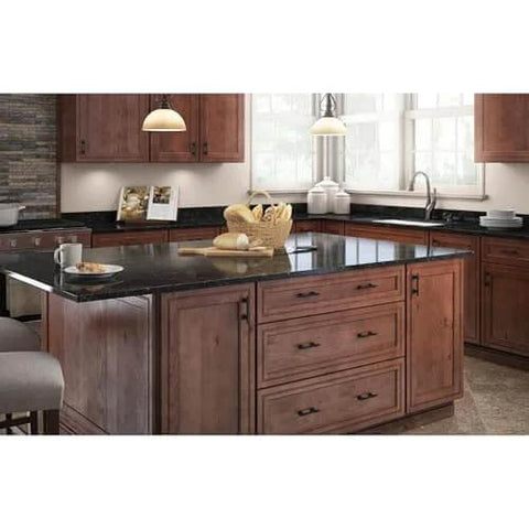 Matte Black Cabinet Handles 5 Pack Adjustable Drawer Pulls For Kitchen Cabinets Dressers And Cupboards Fits 1 3/8 To 4 Inch Hole Centers With Adjusta-Pull By Franklin Brass installed on wooden kitchen cabinets