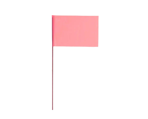 Pink High Visibility Boundary And Survey Flags Set For Job Sites with two and one half by four and one quarter inch flag on stem