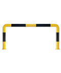 Beefed Up Heavy Duty Machine Guard Rail With U Shaped Barrier For Vehicle Impact Protection Floor Mounted Bolt On Bollard Yellow With Black Stripe