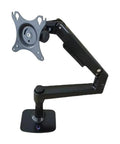 Adjustable monitor mount with multi-angle swivel arm, dual pivot rotation, and heavy-duty clamp, Upgrade Your Battlestation With This Badass Adjustable Monitor Mount Featuring An Extended Multi Angle Swivel Arm Smooth Dual Pivot Rotation And Rock Solid Heavy Duty Clamping Power.