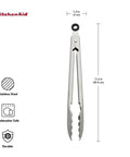 Product image of Stainless Steel Utility Tongs 12 Inch With Locking Mechanism For Easy Grab And Go Storage In Drawer Or Crock.