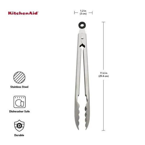 Product image of Stainless Steel Utility Tongs 12 Inch With Locking Mechanism For Easy Grab And Go Storage In Drawer Or Crock.