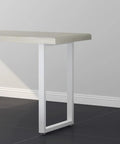 Side view of desk with White Metal Table Legs 28 Inch Square Tube For Dining Tables And Desks Set Of 4 Heavy Duty Support