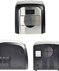 Compact Countertop Ice Maker Whips Up Quick Chill Cubes In Minutes Flat, features a sleek metal design and efficient back vent.