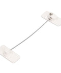 360 Degree Rotatable Childproof Window Lock with Non Mark Adhesive shown with white rectangular bases and flexible cable