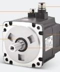 Beefed-Up S-1FL6 Servo Motor With Holding Brake, 2kW Peak Power, 9.55Nm Torque, front view with connectors and bearings
