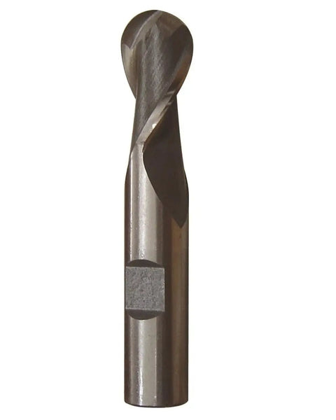 7/16 x 1/2 Inch High Speed Steel 2 Flute Ball End Mill Single End Weldon Shank DWC Series For Precise Contouring, Pocketing, Engraving And Metalworking Projects