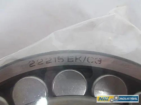 Close-up view of New 22215 Ek C3 Spherical Roller Bearing 130Mm X 75Mm X 31Mm with visible model engraving and steel finish.