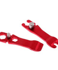 Red compact bike repair tool kit with multiple functions, portable emergency maintenance kit for road bikes, sturdy steel construction.