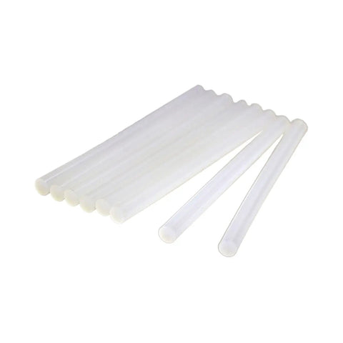 Mini Size Clear Dual Temp Hot Glue Sticks 5 Lb Box For Crafts, DIY, Scrapbooking, visible in arranged stack