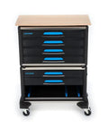 Hella Sturdy Tool Cart With Six Roomy Drawers And Premium Wood Worktop Rolling Shop Trolley Aluminum Body on wheels