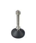 Beefy Adjustable Furniture Leveling Feet With Swivel Base And Tilt Joint Compatible M8 M10 M12 Screws, steel and rubber construction.