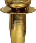 Straight Up Sleek 16 Inch Gold Ceramic Vessel Sink Pedestal Washbasin With Faucet And Drain High Gloss Porcelain Vanity Basin For Modern Bathrooms Super Tough And Quick To Clean, featuring a golden design.