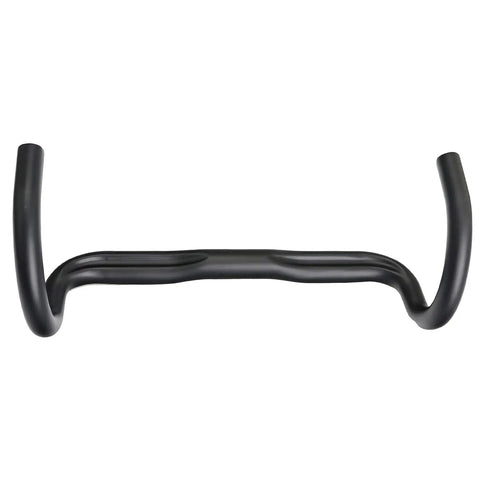 Pro Grade Full Carbon Road Drop Handlebar 31.8mm Clamp Lightweight 128mm Drop 89mm Reach UD Matte Black, front view.