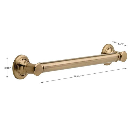 18 Inch Shower Grab Bar Wall Mounted For Bathroom Safety ADA Compliant 450 Lb Capacity With Champagne Bronze Finish Non Slip Grip Built To Last With Sturdy Zinc Posts And Stainless Steel Bar For Shower And Tub