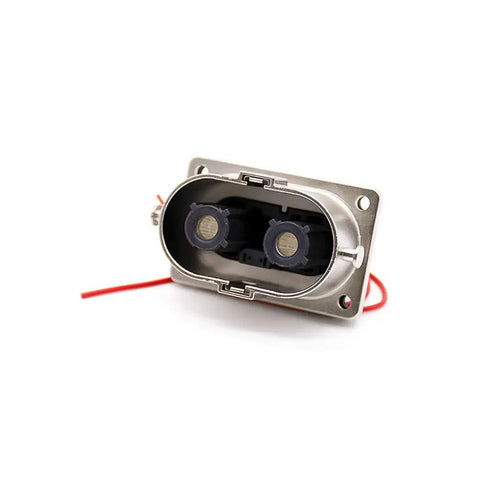 Heavy Duty High Voltage Safety Lock Connector 2 Pin Plug And Socket 125 Amp Rated right angle metal housing with wiring.