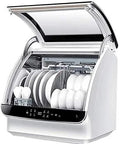 Freestanding Countertop Dishwasher With Auto Dry Storage And Snappy Touch Controls For Rapid Cleaning Cycles high Temp Sterilization And Smart Power Savings showing open door, clean dishes inside.