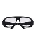 Rugged Laser Protective Glasses Rated OD 6 Plus For 2940NM Erbium Lasers, front view, black frame, clear lenses, for eye safety.