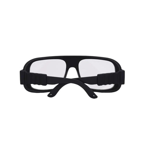 Rugged Laser Protective Glasses Rated OD 6 Plus For 2940NM Erbium Lasers, front view, black frame, clear lenses, for eye safety.