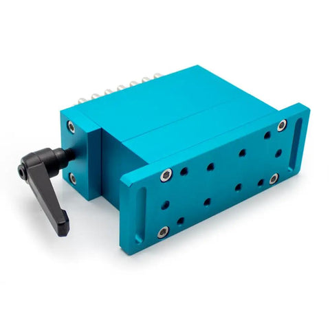 Flexible CNC Claw Fixture Made From SUS Stainless Steel 30x79mm for Laser Marker, 67-Pin Clamp With Blue Finish, Ultra Durable Precision Jig For Milling And Laser Engraving.