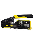 Black and yellow Ratcheting Modular Data Cable Crimper Wire Stripper And Cutter For RJ11 RJ12 RJ45 Pass-Thru Connectors All In One Tool