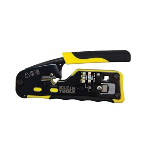 Black and yellow Ratcheting Modular Data Cable Crimper Wire Stripper And Cutter For RJ11 RJ12 RJ45 Pass-Thru Connectors All In One Tool