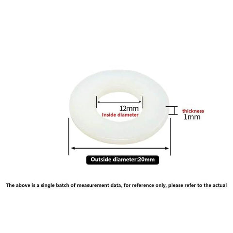 Diagram of Non Conductive Nylon Flat Washer Inner Diameter 1/2 Inch Outer Diameter 25/32 Inch showing dimensions and thickness.
