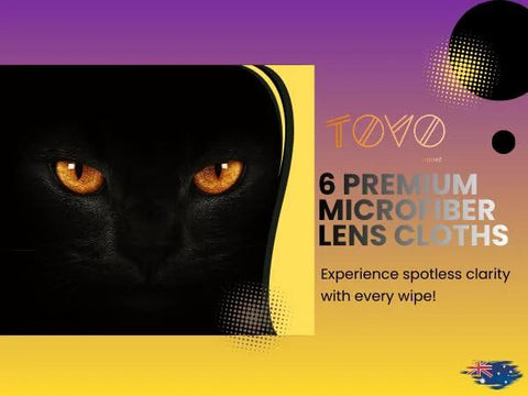 TOVO PRIME microfiber lens cloths, 6-pack, for glasses, cameras and screens; 6x7 inches, 230 GSM