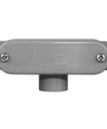 Rugged Pvc T Conduit Body 2 Inch Trade Size Csa Listed For Indoor Outdoor Burial Electrical Wiring Junction Access Box top view.