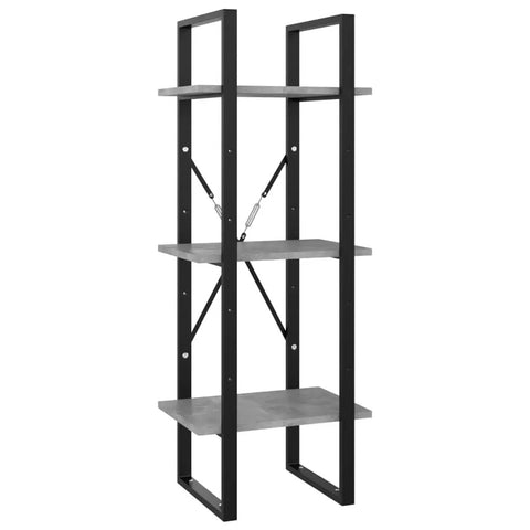 Concrete Grey 5-Tier Industrial Book Cabinet With Metal Frame And Engineered Wood Shelves, perfect for book display.