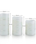 Flameless Wax Pillar Candles Set Of 3 Ivory With Embedded String Lights LED Battery Powered And 5 Hour Cycling Timer In 3 4 5 6 Inch Sizes