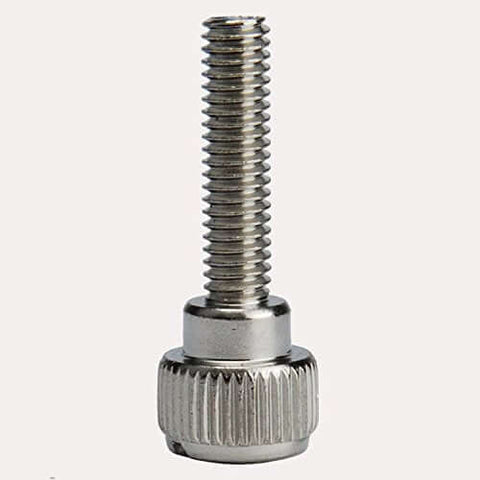 Knurled Head M4 X 8mm Shoulder Type Thumb Screws With 4.0mm Thread Dia, Fully Threaded Steel With Nickel Coating, front view