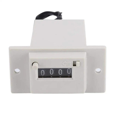 Four Digit Mechanical Pulse Counter Totalizer, Electromagnetic Industrial Counter, DC12V Powered for Water Meter Systems, front view