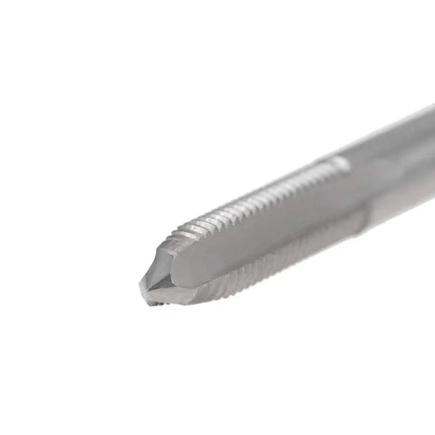 Close-up of 10 32 UNF Thread Tap High Speed Steel H2 Class showing cutting grooves for precise metalworking