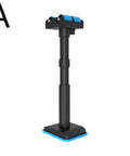 Image of one Two Piece Adjustable Support Pole for bathroom cabinet installation and door lifting, shown in black with blue accents.