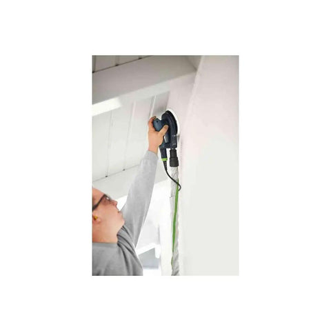 Using 6 Inch Random Orbital Sander With Stepless Speed Control and Constant Speed Under Load EC Technology at ceiling