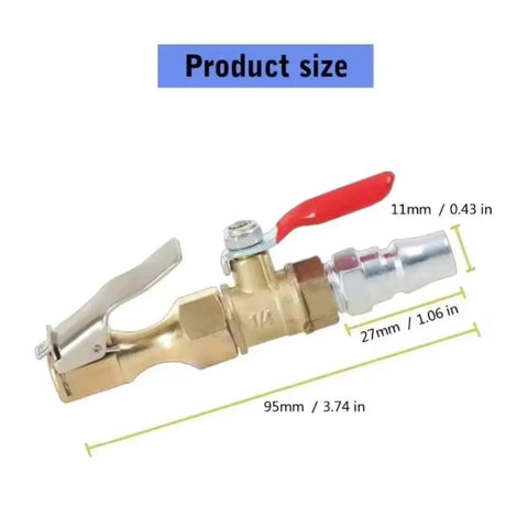 Straight Up Slick Lock On Tire Inflator Chuck Quick Release Valve heavy duty air compressor hose adapter with measurements.