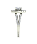 Side view of Two Layer Raw Cocktail Moissonite Solitaire Diamond Ring With Adjustable Silver Plated Band For Festival Vibes Bangin Look