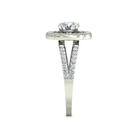 Side view of Two Layer Raw Cocktail Moissonite Solitaire Diamond Ring With Adjustable Silver Plated Band For Festival Vibes Bangin Look