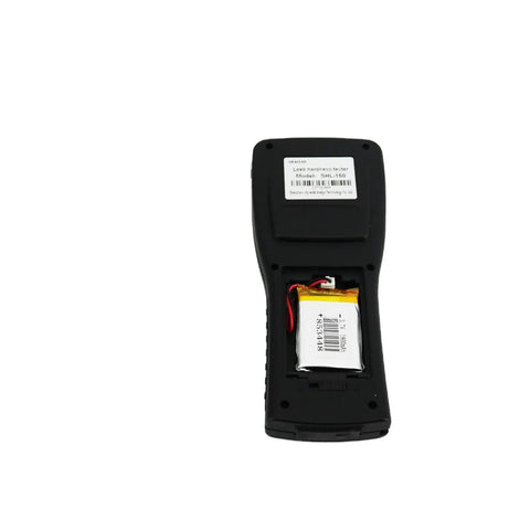 Portable Leeb Hardness Tester Digital Metal Gauge For Steel Aluminum Copper Testing Features Seven Snap On Impact Probes back view with battery compartment